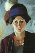 August Macke Portrait of the Artist's Wife Elisabeth with a Hat oil painting reproduction